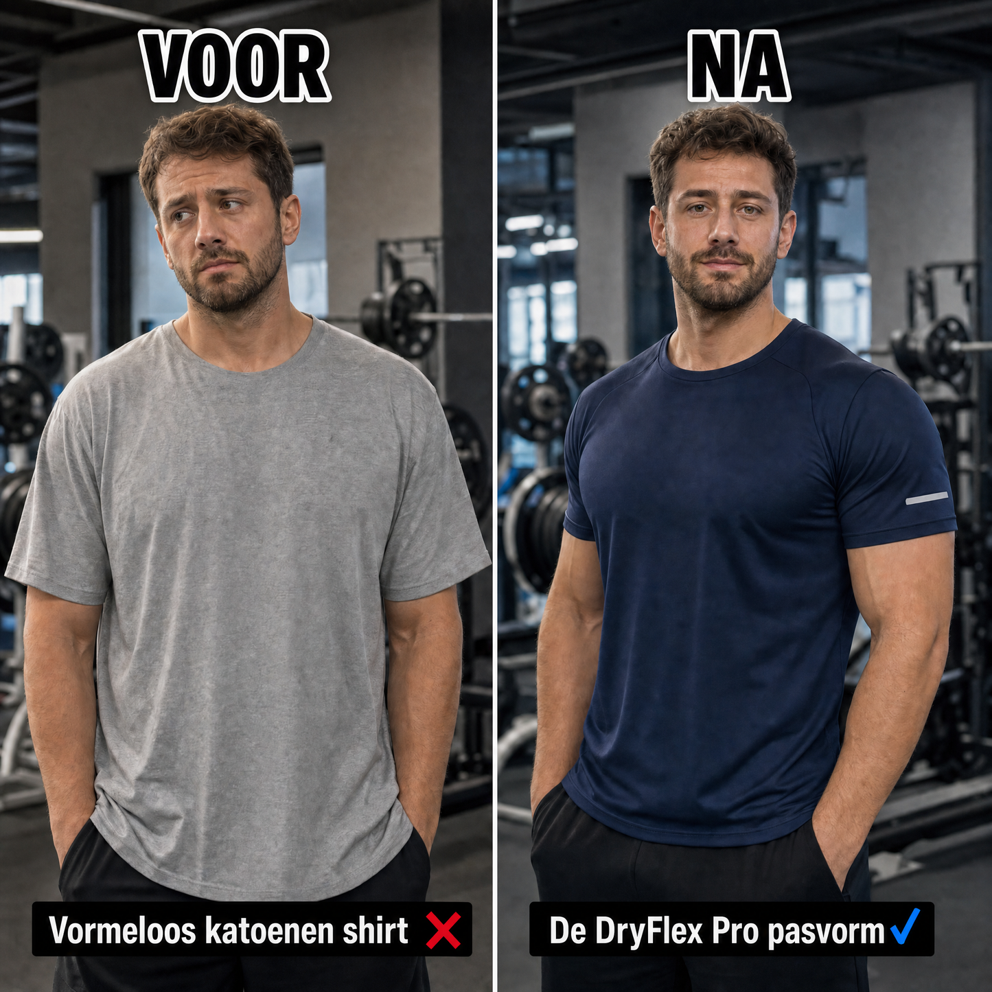 Voor en na — DryFlex Pro pasvorm